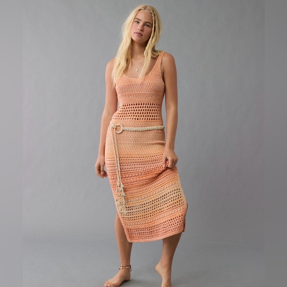 American Eagle Bodycon Crochet Maxi Dress Size Medium NWT - Picture 3 of 7